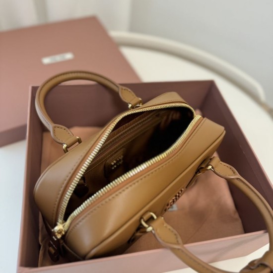 Replica Miu Miu Arcadie Top Handle Bag 5BB142 Brown Fake Dupes