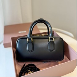 Best Quality Knockoff Miu Miu Arcadie Top Handle Bag 5BB142 Black Clone Replica Miu Miu Arcadie Top Handle Bag 5BB142 Black Fake Dupes