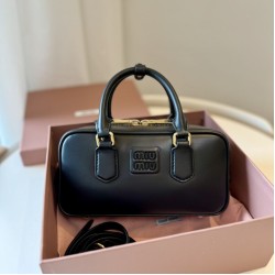 Replica Miu Miu Arcadie Top Handle Bag 5BB142 Black Fake Dupes