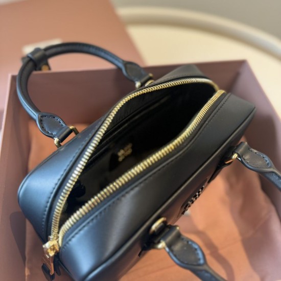 Replica Miu Miu Arcadie Top Handle Bag 5BB142 Black Fake Dupes