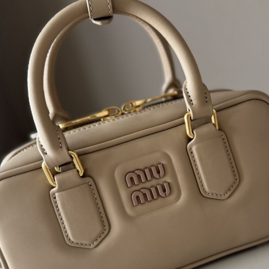 Replica Miu Miu Arcadie Top Handle Bag 5BB142 Beige Fake Dupes