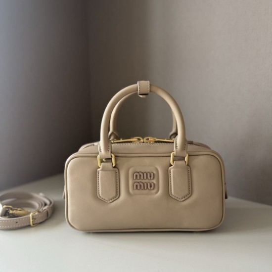 Replica Miu Miu Arcadie Top Handle Bag 5BB142 Beige Fake Dupes