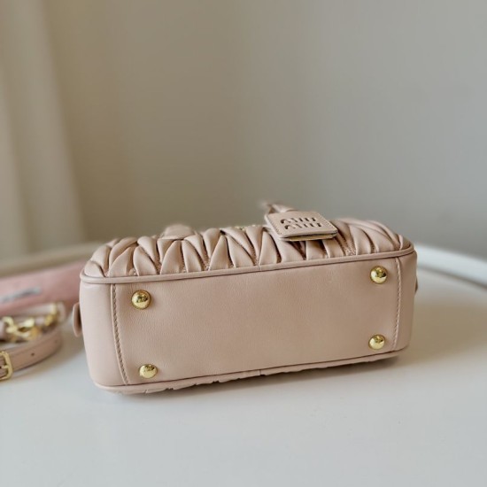 Replica Miu Miu Arcadie Matelassé Nappa Top Handle Bag 5BB142 brown Fake Dupes