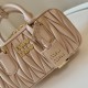 Replica Miu Miu Arcadie Matelassé Nappa Top Handle Bag 5BB142 brown Fake Dupes