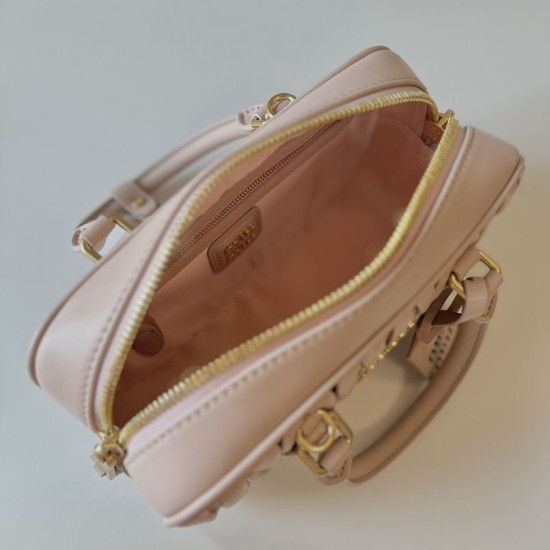 Replica Miu Miu Arcadie Matelassé Nappa Top Handle Bag 5BB142 brown Fake Dupes