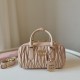Replica Miu Miu Arcadie Matelassé Nappa Top Handle Bag 5BB142 brown Fake Dupes