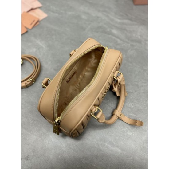 Replica Miu Miu Arcadie Matelassé Nappa Top Handle Bag 5BB142 brown Fake Dupes