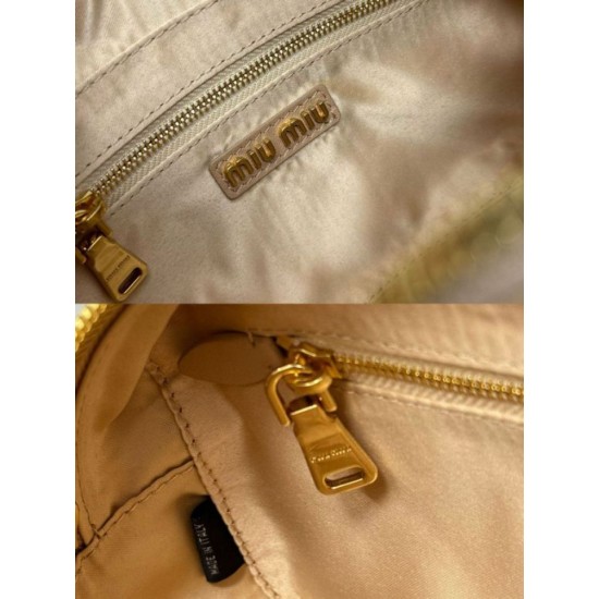 Replica Miu Miu Arcadie Matelassé Nappa Top Handle Bag 5BB142 brown Fake Dupes