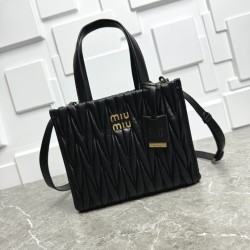 Premium Replica Miu Miu tote bag black quilted nappa Clone