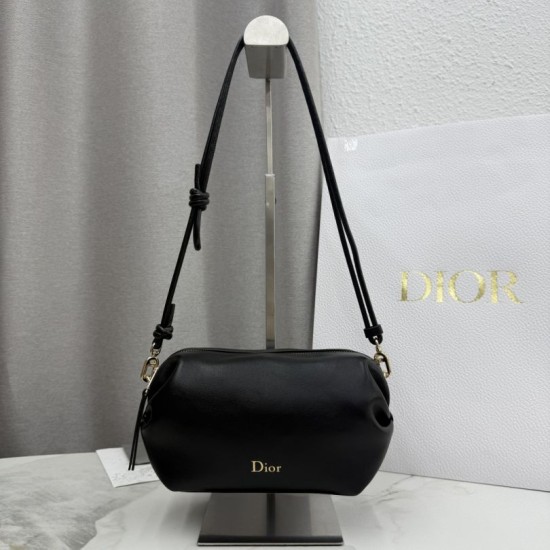 Premium Replica Dior Bow shoulder bag black Clone