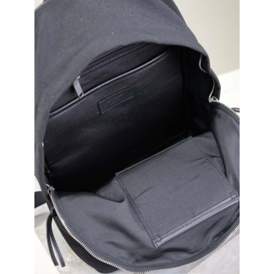 Premium Replica YSL Saint Laurent City backpack black canvas with leather trim Clone