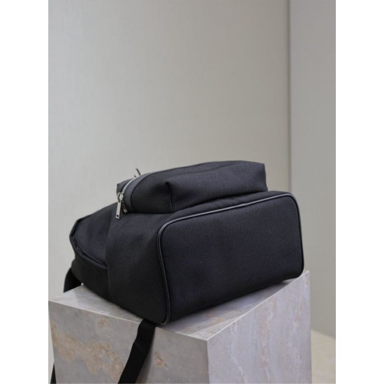 Premium Replica YSL Saint Laurent City backpack black canvas with leather trim Clone