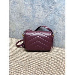 Premium Replica YSL Saint Laurent Loulou mini shoulder bag burgundy Clone
