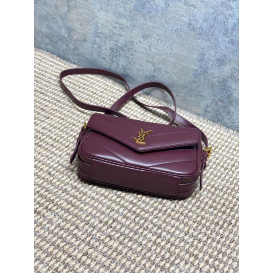Premium Replica YSL Saint Laurent Loulou mini shoulder bag burgundy Clone