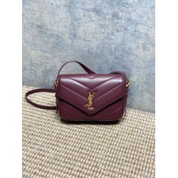 Premium Replica YSL Saint Laurent Loulou mini shoulder bag burgundy Clone