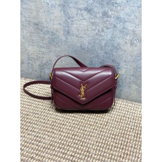 Premium Replica YSL Saint Laurent Loulou mini shoulder bag burgundy Clone
