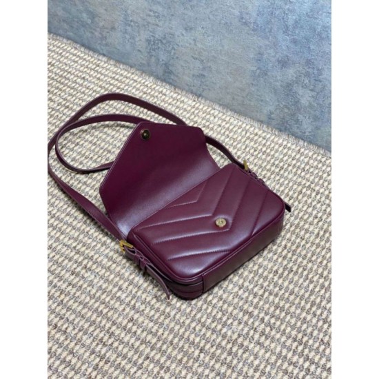 Premium Replica YSL Saint Laurent Loulou mini shoulder bag burgundy Clone
