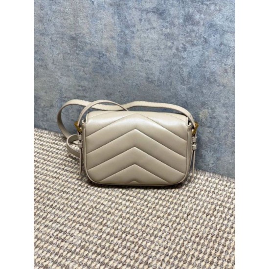AAAA Fake YSL Saint Laurent Loulou mini shoulder bag beige Inspired Knockoff Premium Replica YSL Saint Laurent Loulou mini shoulder bag beige Clone