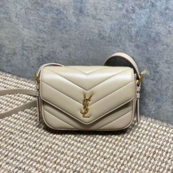 Premium Replica YSL Saint Laurent Loulou mini shoulder bag beige Clone