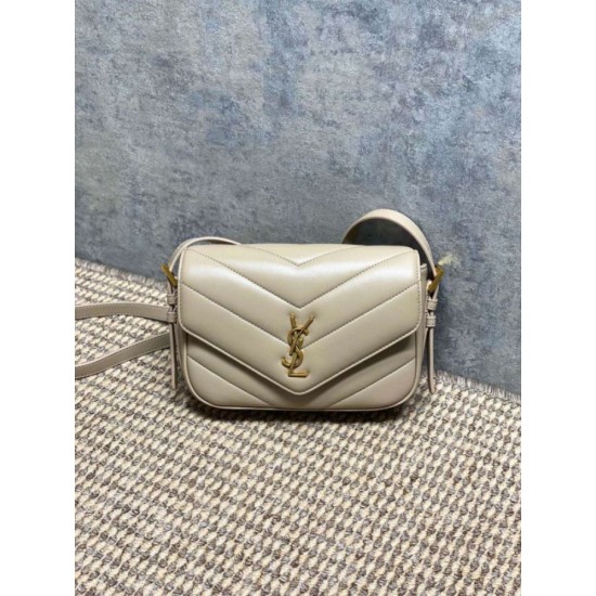 AAAA Fake YSL Saint Laurent Loulou mini shoulder bag beige Inspired Knockoff Premium Replica YSL Saint Laurent Loulou mini shoulder bag beige Clone