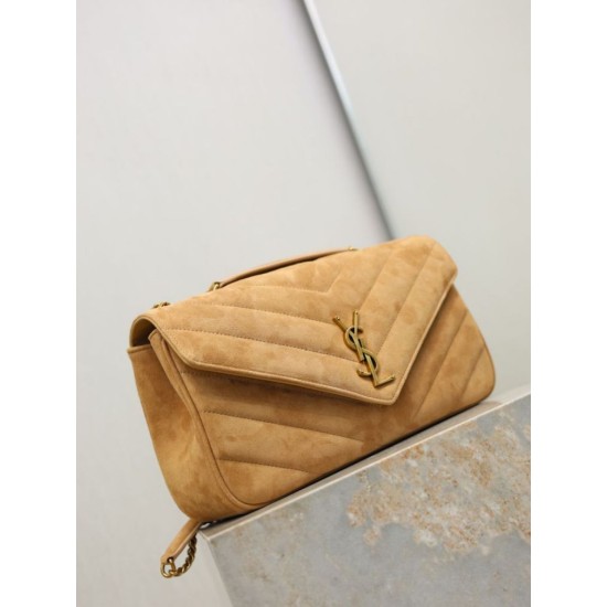 Premium Replica YSL Saint Laurent LouLou Medium brown quilted suede Clone