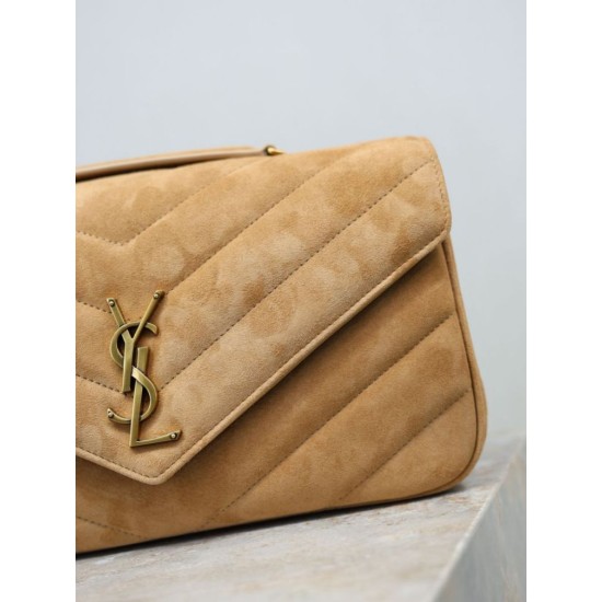 Premium Replica YSL Saint Laurent LouLou Medium brown quilted suede Clone
