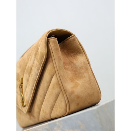 Premium Replica YSL Saint Laurent LouLou Medium brown quilted suede Clone