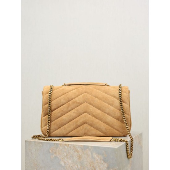 Premium Replica YSL Saint Laurent LouLou Medium brown quilted suede Clone