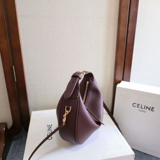 AAAA Fake Celine Lulu shoulder bag for teenagers burgundy Inspired Knockoff Premium Replica Celine Lulu shoulder bag for teenagers burgundy Clone