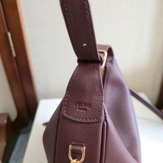 AAAA Fake Celine Lulu shoulder bag for teenagers burgundy Inspired Knockoff Premium Replica Celine Lulu shoulder bag for teenagers burgundy Clone