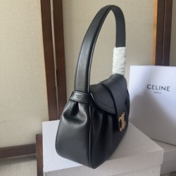 Premium Replica Celine Polly medium shoulder bag black Clone