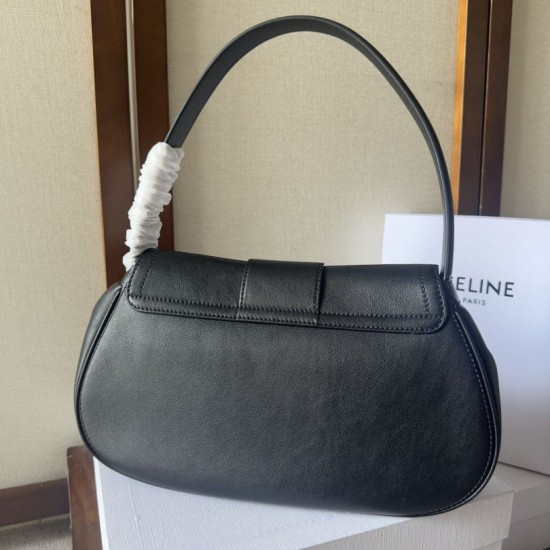 Premium Replica Celine Polly medium shoulder bag black Clone