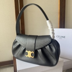 Premium Replica Celine Polly medium shoulder bag black Clone