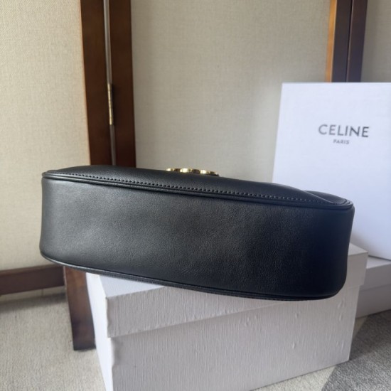 Premium Replica Celine Polly medium shoulder bag black Clone