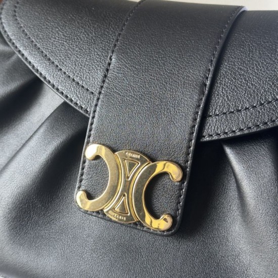 Premium Replica Celine Polly medium shoulder bag black Clone