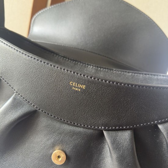 Premium Replica Celine Polly medium shoulder bag black Clone