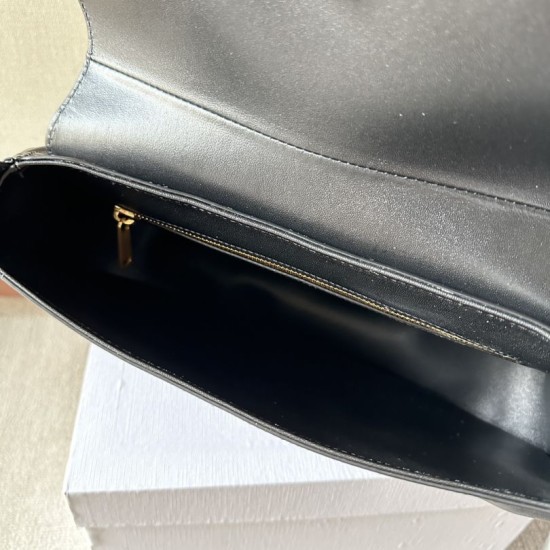 Premium Replica Celine Polly medium shoulder bag black Clone