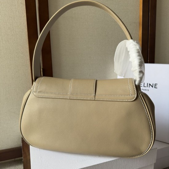 Premium Replica Celine Polly medium shoulder bag beige Clone