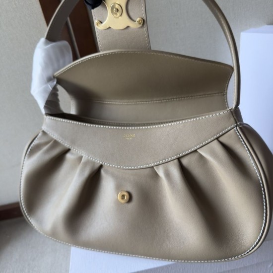 Premium Replica Celine Polly medium shoulder bag beige Clone