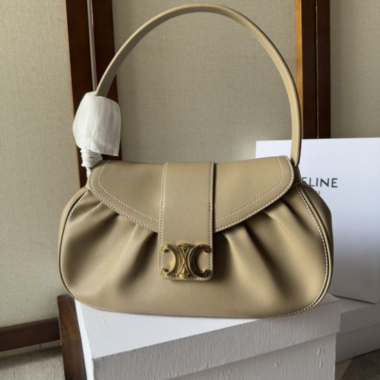 Premium Replica Celine Polly medium shoulder bag beige Clone