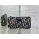 Premium Replica Dior Oblique Bow Clutch with Chain Blue Clone