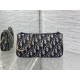 Premium Replica Dior Oblique Bow Clutch with Chain Blue Clone