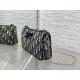Premium Replica Dior Oblique Bow Clutch with Chain Blue Clone
