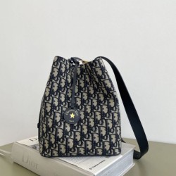 Premium Replica Small Diorstar Dior Oblique Jacquard Bucket Bag Blue Clone