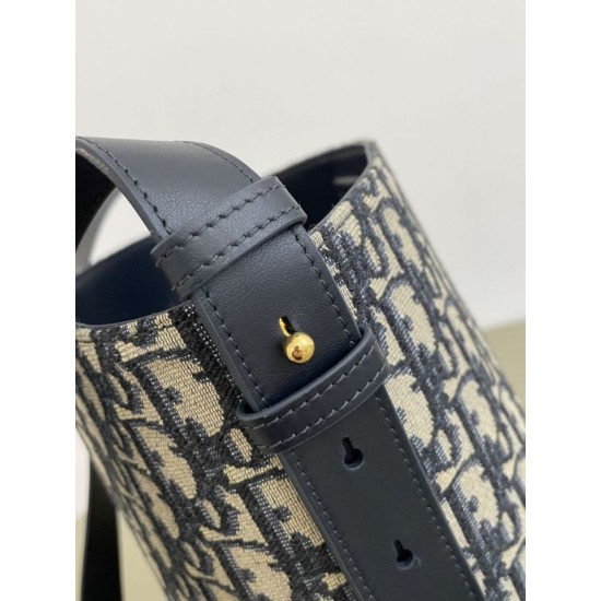 Premium Replica Small Diorstar Dior Oblique Jacquard Bucket Bag Blue Clone