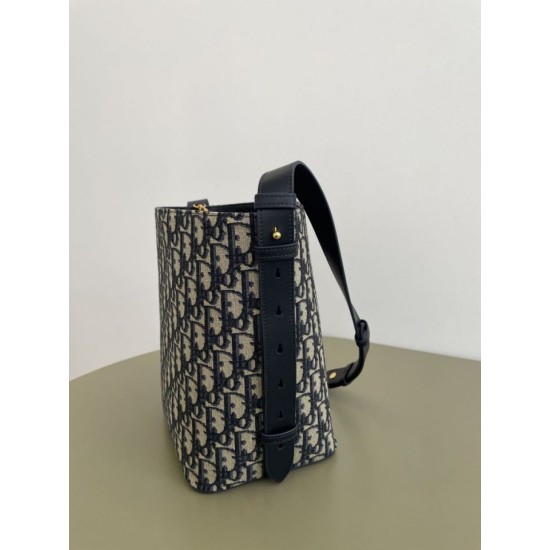 Premium Replica Small Diorstar Dior Oblique Jacquard Bucket Bag Blue Clone