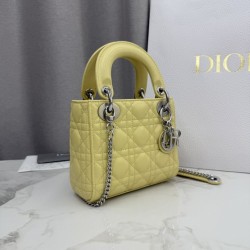 Premium Replica Dior Lady Dior Mini Cannage Bag Yellow Clone