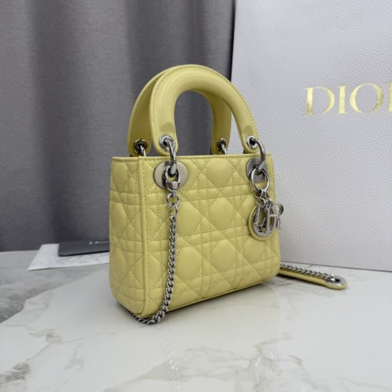 Premium Replica Dior Lady Dior Mini Cannage Bag Yellow Clone