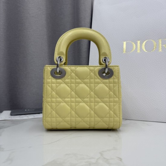 Premium Replica Dior Lady Dior Mini Cannage Bag Yellow Clone