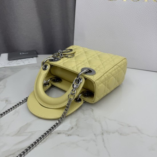 Premium Replica Dior Lady Dior Mini Cannage Bag Yellow Clone